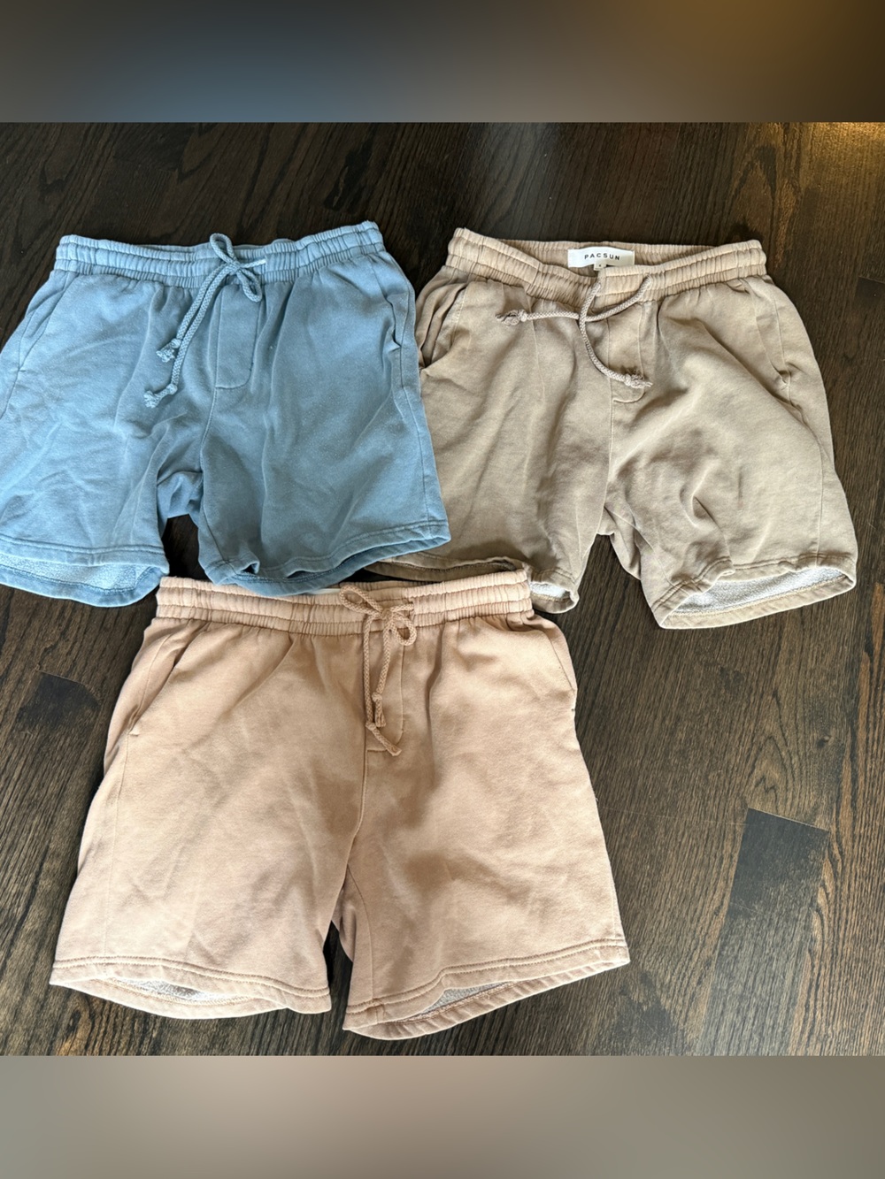 PacSun Men's Tan, Khaki and Blue Fleece Shorts small - All three bundle